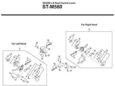 Shimano Deore LX top dæksel med skrue til højre skiftegreb top model ST-M580
