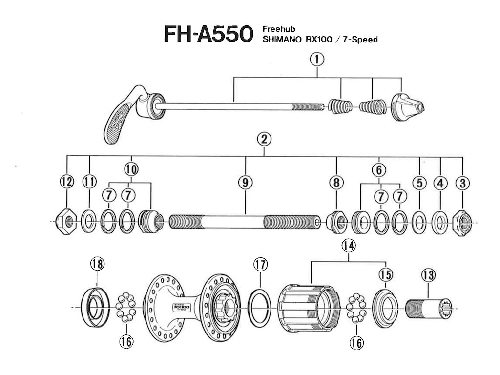 Shimano konus højre til bagnav FH-A550 - passer til flere modeller