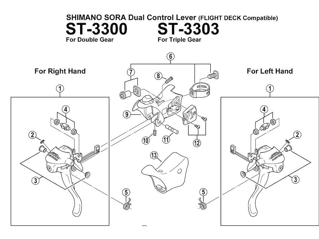 Shimano Sora grebsgummi til ST-3300 og ST-3303