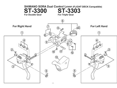Shimano Sora grebsgummi til ST-3300 og ST-3303