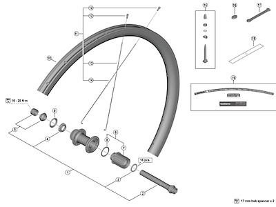 Shimano aksel til baghjul model WH-RS710-C32-TL-R