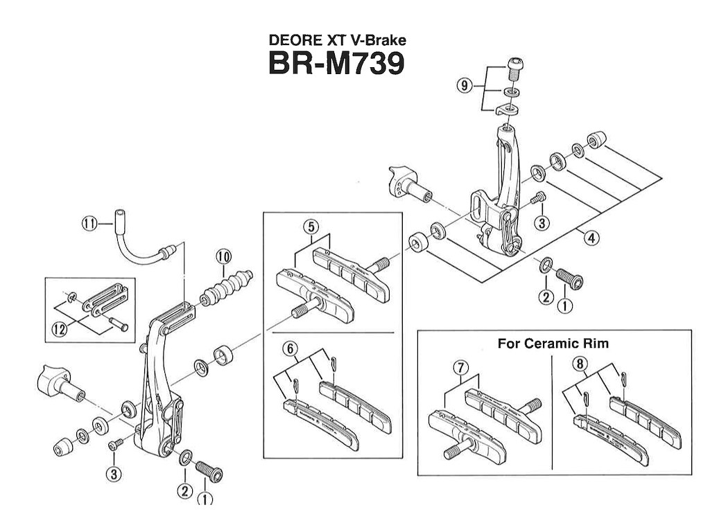 Shimano lead pipe BR-M739 og BR-M760 - 90 graders bøjning