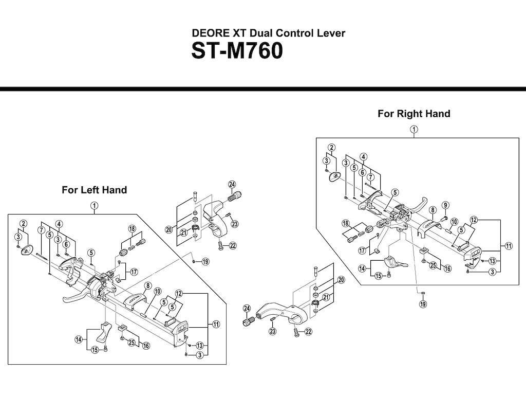 Shimano XT dæksel nederst på venstre skiftegreb ST-M760