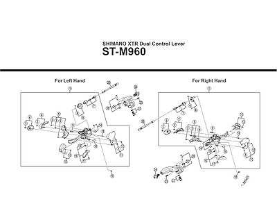 Shimano XTR ST-M960 dæksel og skrue til højre bund på trigger