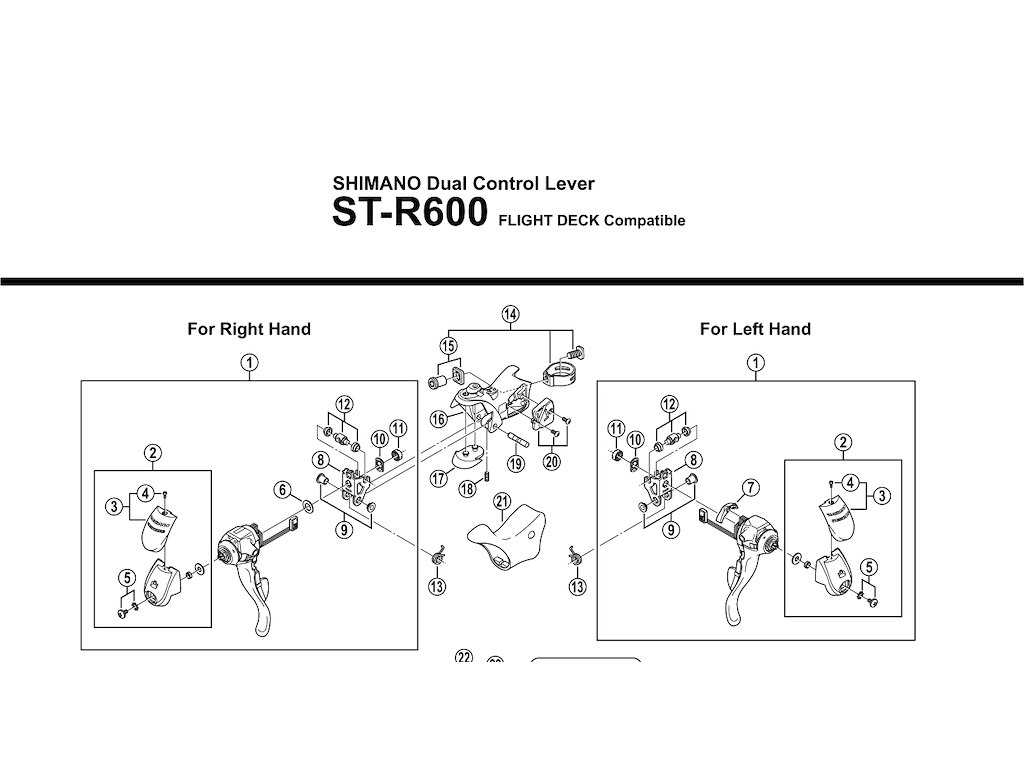 Shimano dæksel enhed til venstre skiftegreb model ST-R600