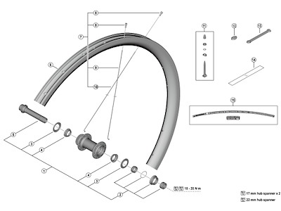 Shimano GRX aksel komplet til forhjul model WH-RX880-TL-F12-700c