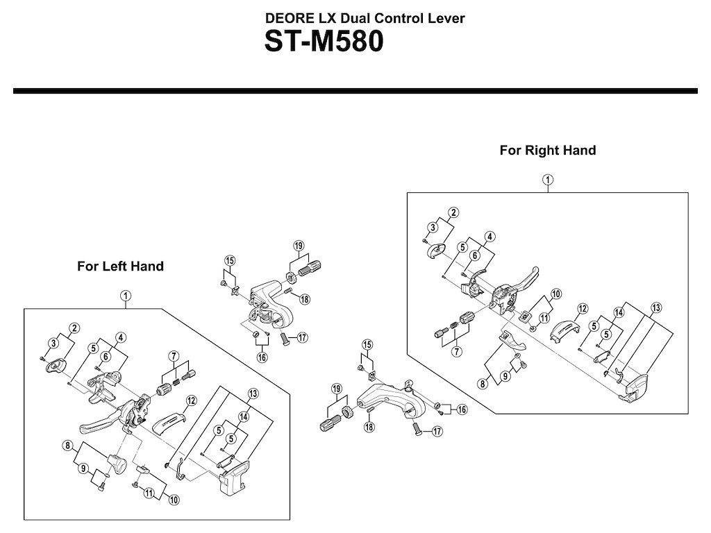 Shimano skiftegrebsenhed venstre til ST-M580