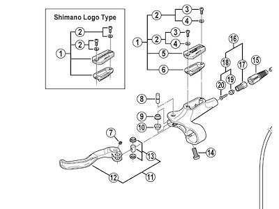 Shimano Deore top dæksel til venstre bremsegreb model BL-M525
