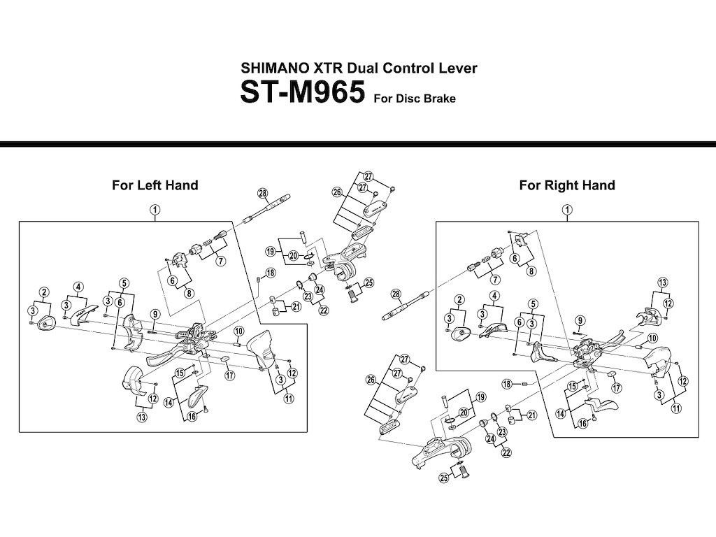 Shimano skiftegrebsenhed højre til ST-M965