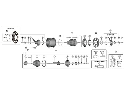 Shimano Nexus 5 gear aksel enhed 187mm aksel til gearnav model SG-C7002-5CD