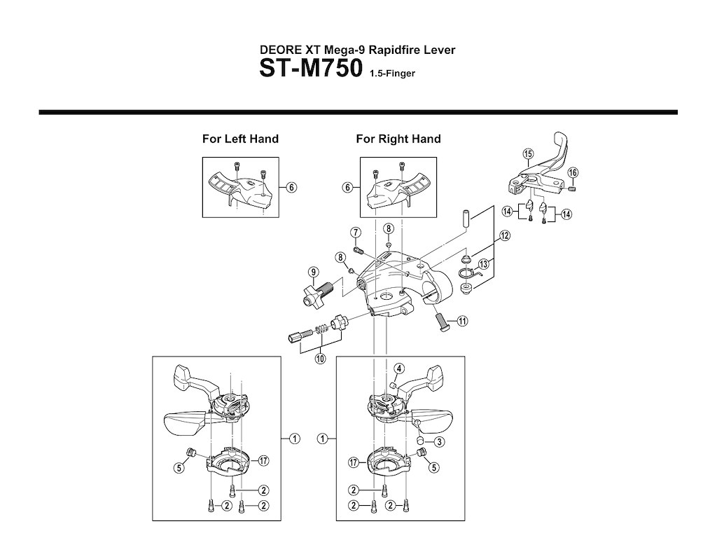Shimano skiftegrebsenhed venstre til ST/SL-M750