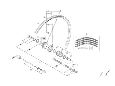 Shimano eger 273,5mm lang venstre til baghjul model WH-MT35-27,5"