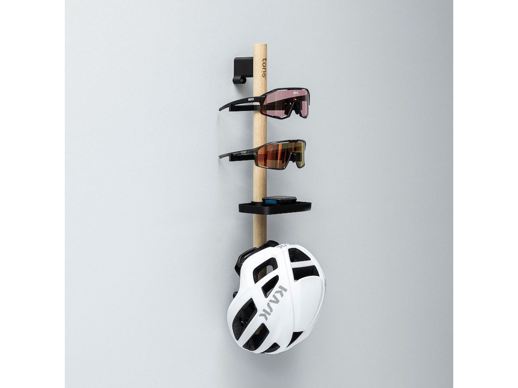 Tons Rack F - Til Hjelm & 2 Cykelbriller Med Bakke - Naturlig Eg