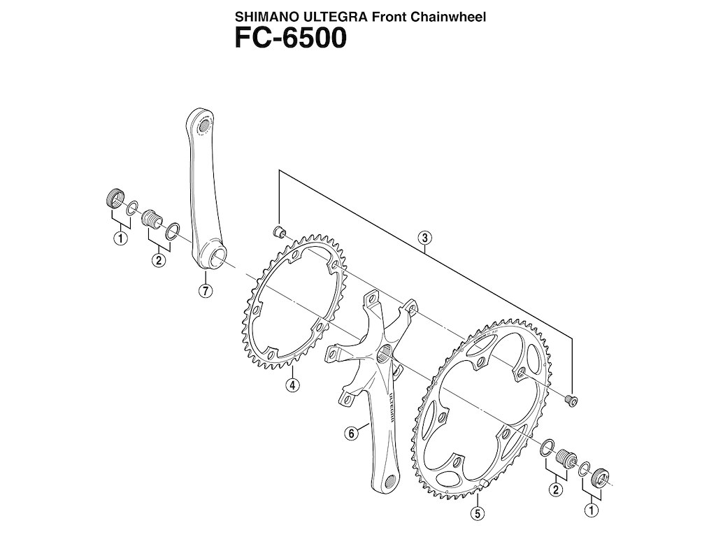 Shimano Ultegra pedalarm højre 170mm lang til FC-6500