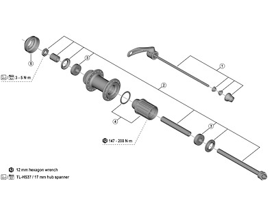 Shimano aksel komplet til bagnav model FH-QC400-HM-B