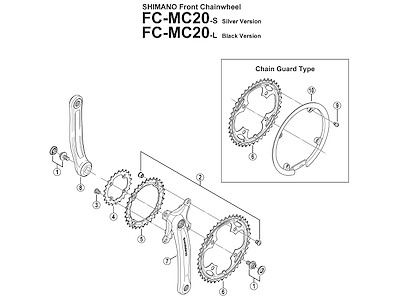 Shimano pedalarm højre 175mm lang til FC-MC20 - Sort