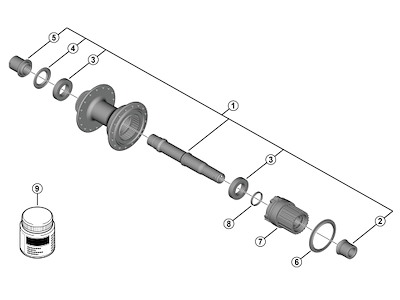 Shimano aksel komplet til bagnav model FH-TC600
