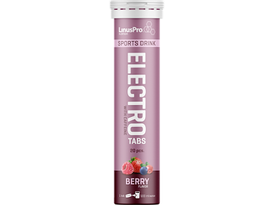 LinusPro Elektrolyt Tabs - Berry med Koffein - 20 tabs