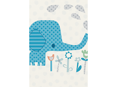 Sengesæt,junior 100x140cm Blå Elefant/Blomst