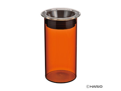 Hario COLORS glasbeholder til te/kaffe, ravfarvet, 400 ml.