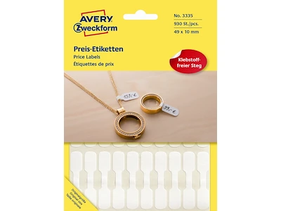 Etiketter Avery, Prisetiket 49 x 10 mm, lille format, 930 stk. 3335