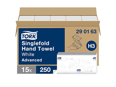 Håndklædeark Tork H3 290163 Soft 2-lags 15x250 ark
