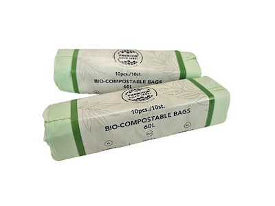 Affaldspose Bio 60 liter 60x80cm transp. grøn 100% bionedbrydelig 10 stk
