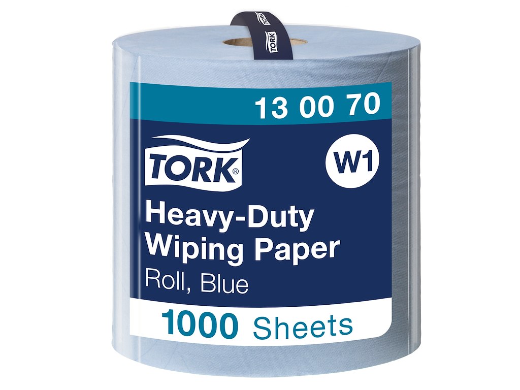 Aftørringspapir Tork W1 130070 Kraftig 2-lags blå 1000 ark/rl.