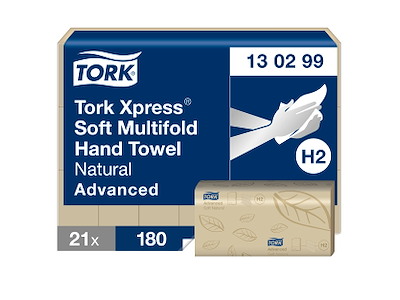 Håndklædeark Tork H2 130299 Soft natur 2-lags 21x180 ark