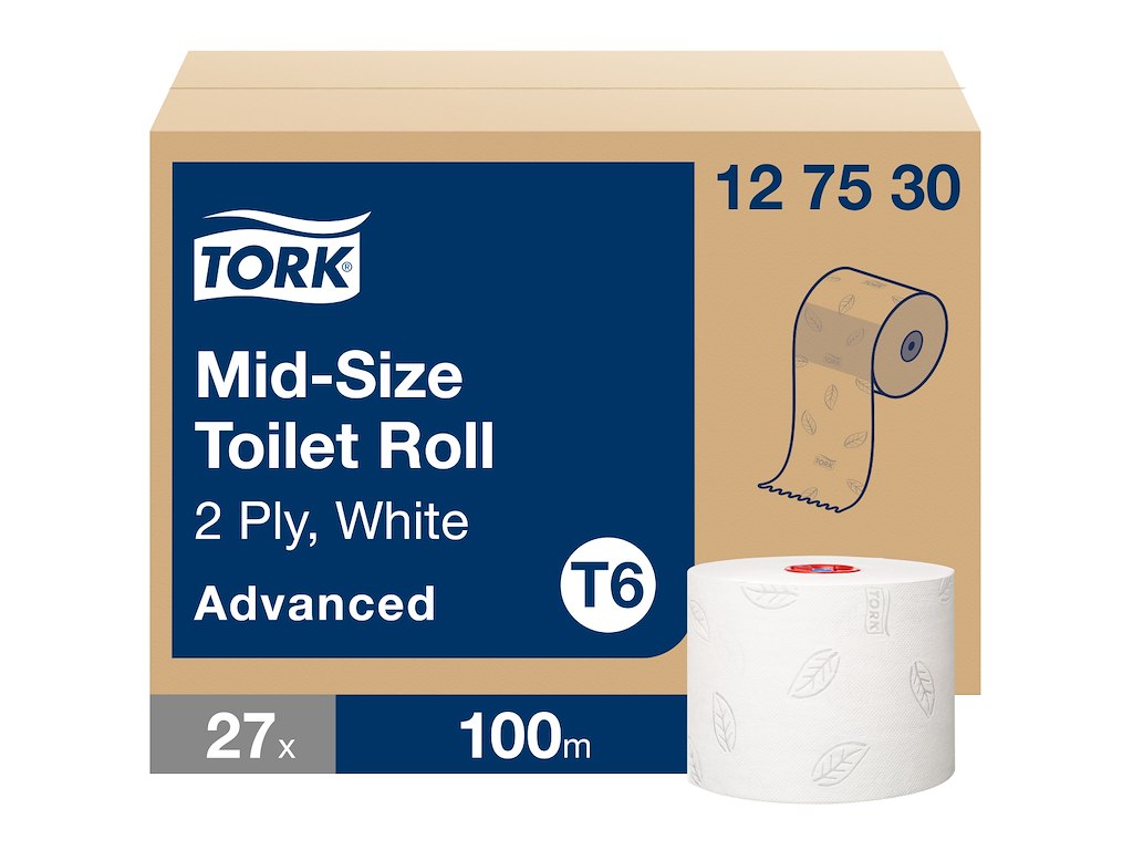 Toiletpapir Tork T6 127530 Mid-Size 2-lags 27 rl.