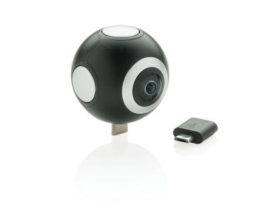 Dobbeltlinset 360 kamera, sort