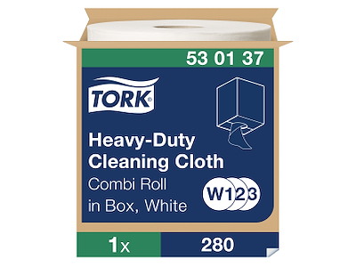 Aftørringspapir Tork W1/W2/W3 530137 hvid 280 ark/rl.