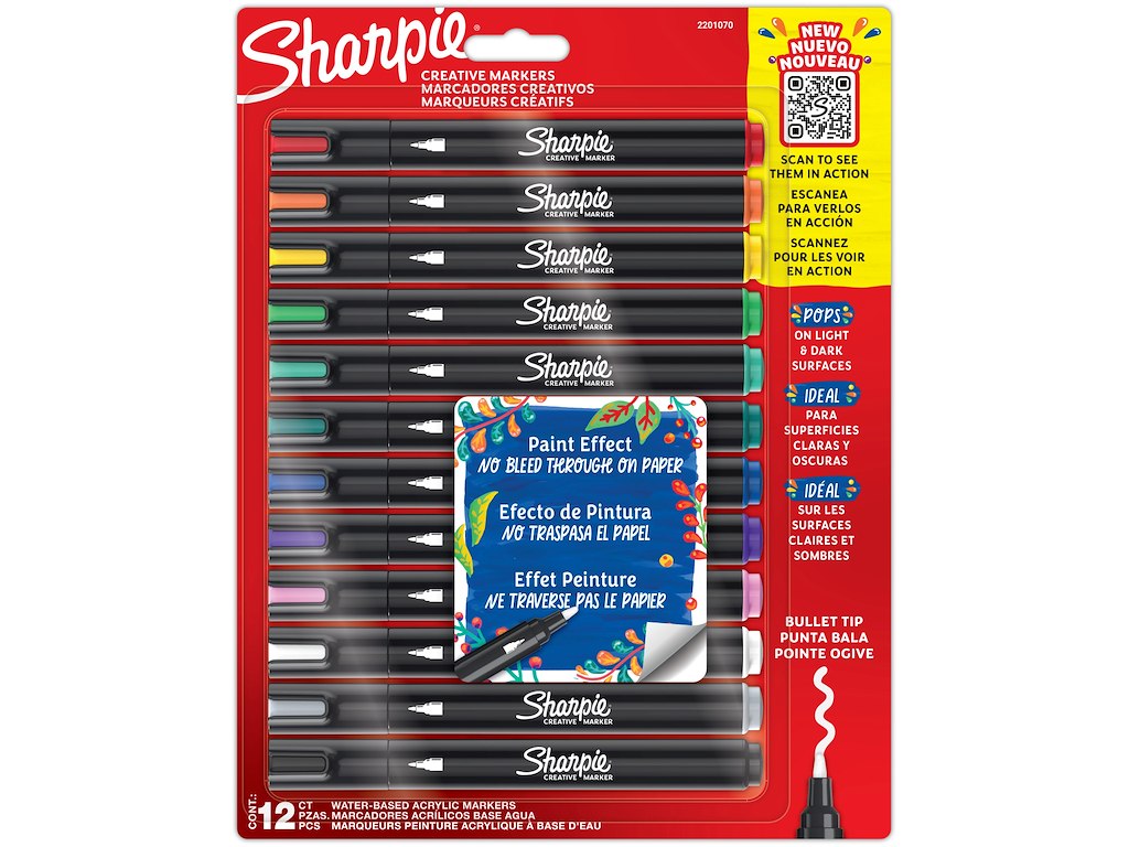 Marker Sharpie Kreative Akryl rund spids 12 ass
