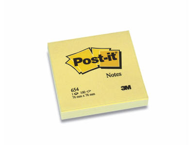 Post-it 76x76mm gul 12 blokke (654)