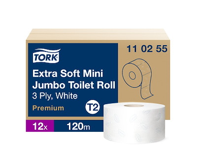 Toiletpapir Tork Jumbo Mini T2 110255 Premium Extra Soft 3-lags 12 rl