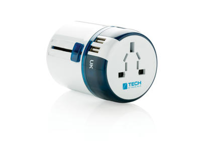 Travel Blue rejse adapter med USB, hvid