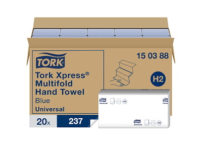 Håndklædeark Tork H2 150388 Universal 2-lags blå 20x237 ark