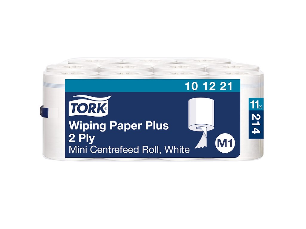 Aftørringspapir Tork M1 101221 Plus 2-lags hvid 11 rl.