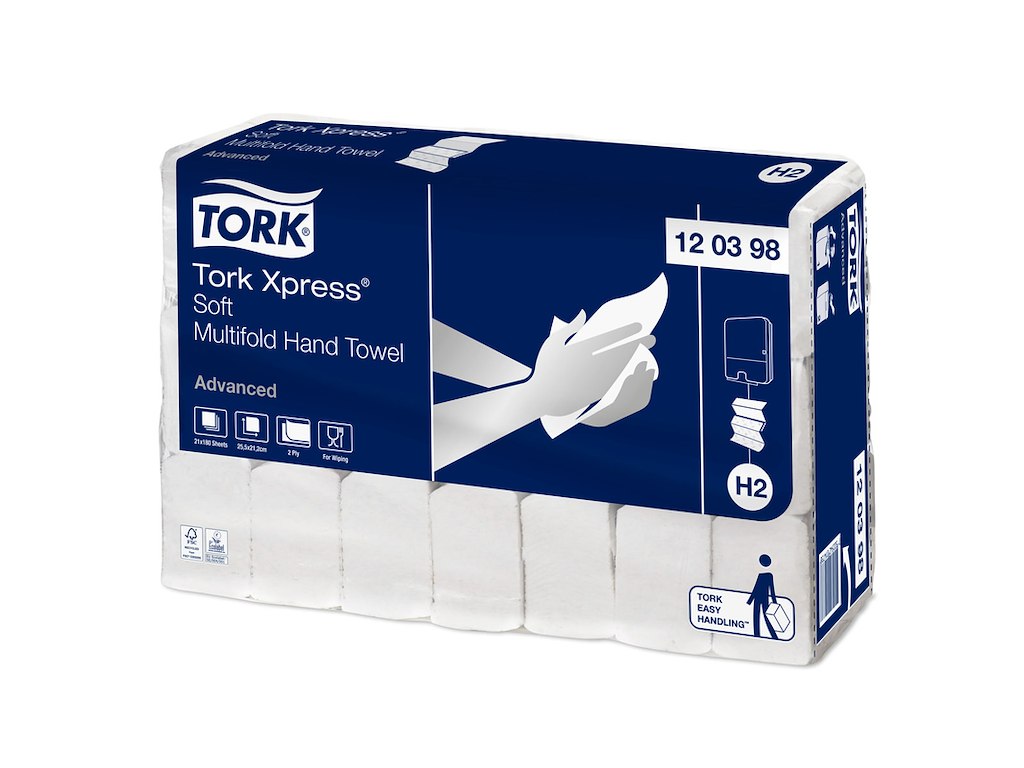 Håndklædeark Tork H2 120398 Advanced 2-lags 21x180 ark