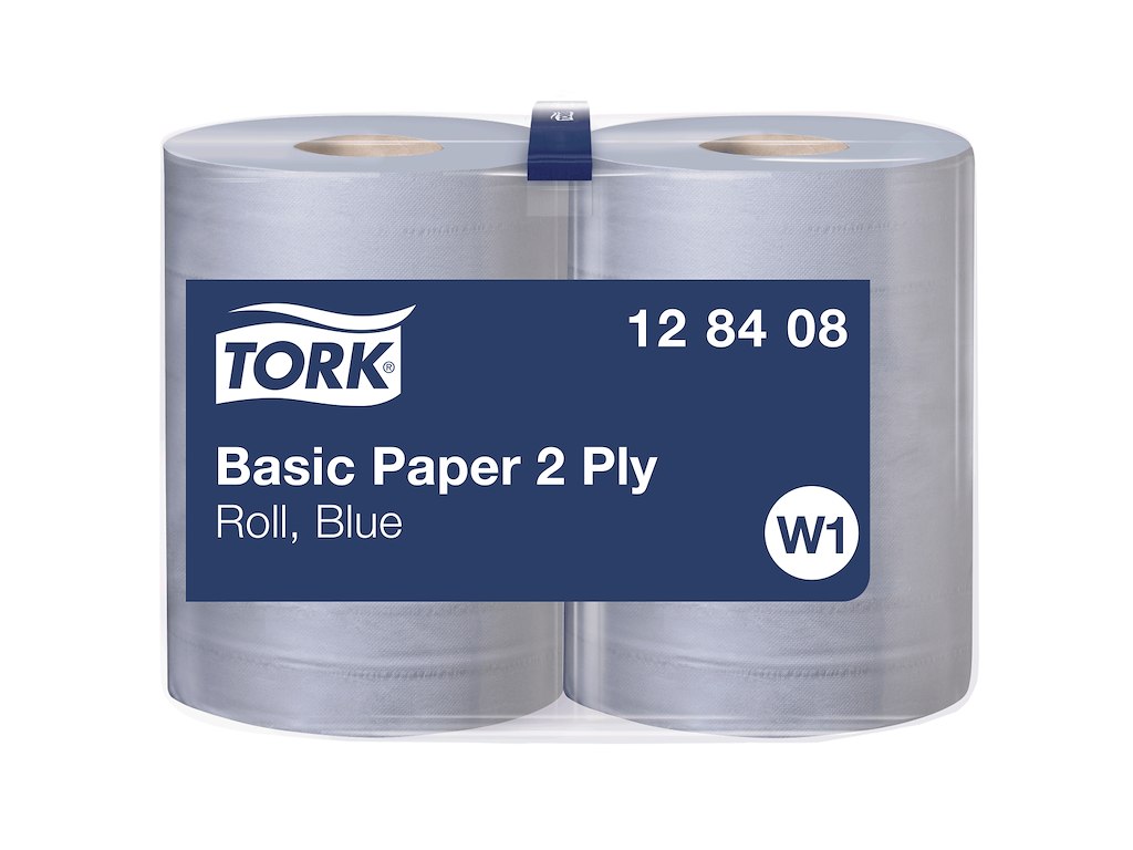 Aftørringspapir Tork W1 128408 Basic 2-lags blå 1000 ark/rl. 2 rl.