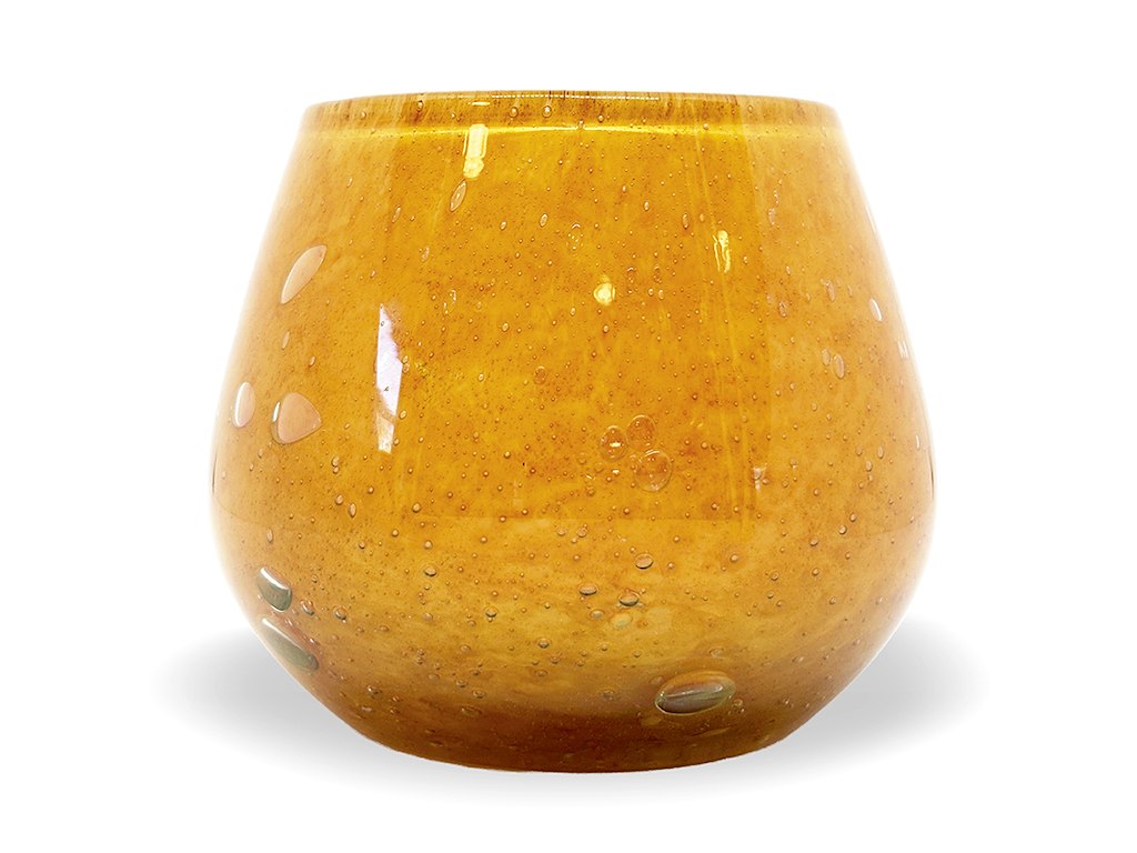 Lysestage Ø12x10 LUNA Orange Mundblæst