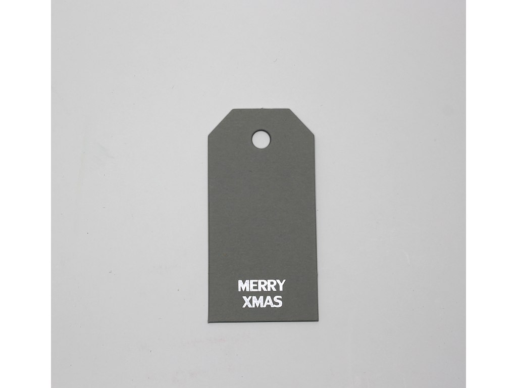 Hangtab Merry Xmas 4x8 cm grey/silver print 100 pcs