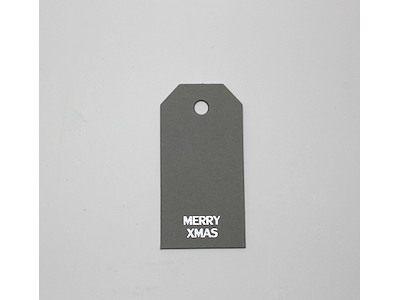 Hangtab Merry Xmas 4x8 cm grey/silver print 100 pcs