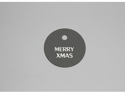 Hangtab round Merry Xmas 5cm grey/silver print 100 pcs