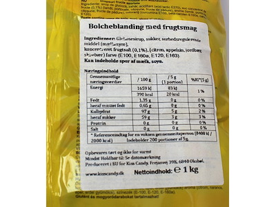 Blandet frugtbolcher 1 kg. (Enkeltindpakket, ca. 200 stk.)