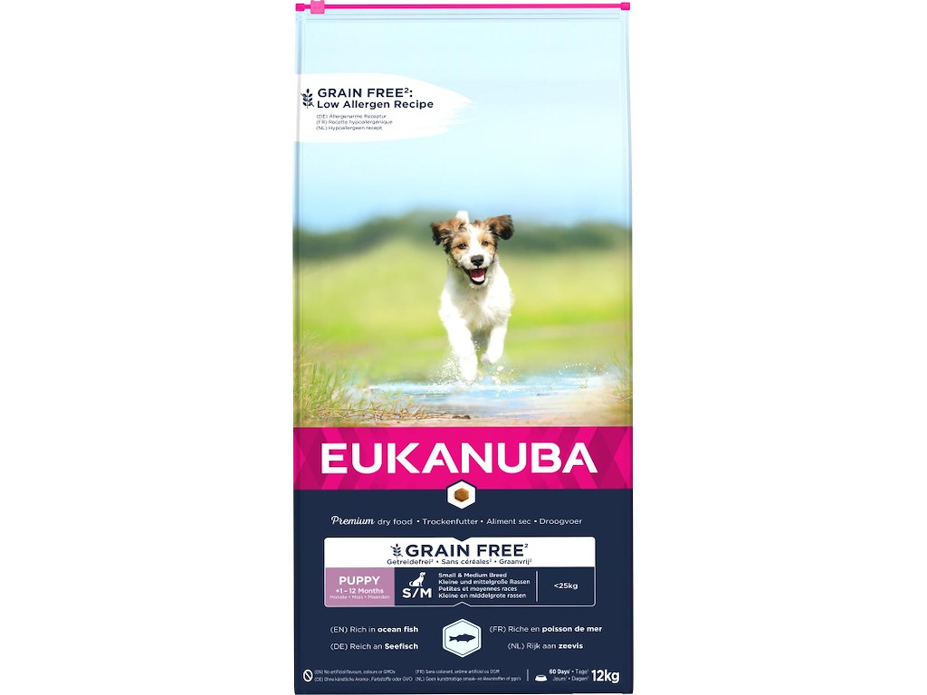 EUKANUBA Puppy & Junior Small/Medium Breed Grain Free Havfisk – 12 kg