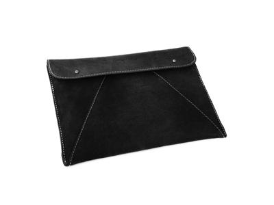 Ipad Sleeve Rough Black Leath.