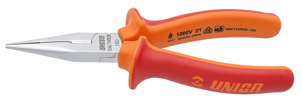 UNIOR Long nose pliers with side cutter