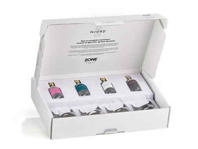 Zone Tasting box m. 4 stk Twister glas og 4 stk 5 cl Njord G