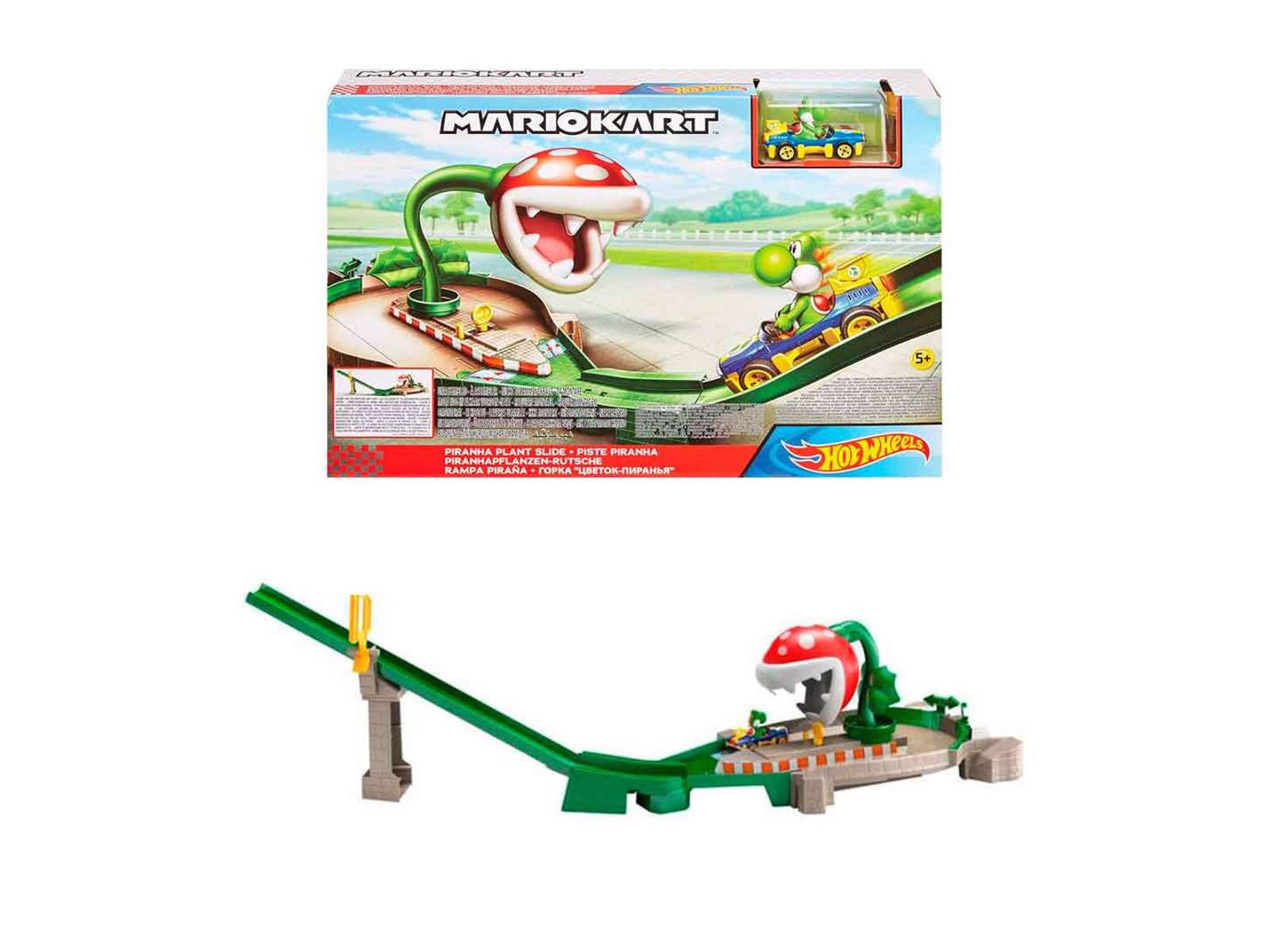 Køb Hot Wheels Mario Kart Nemesis bilbane med Yoshi hos Superhelten Legetøj